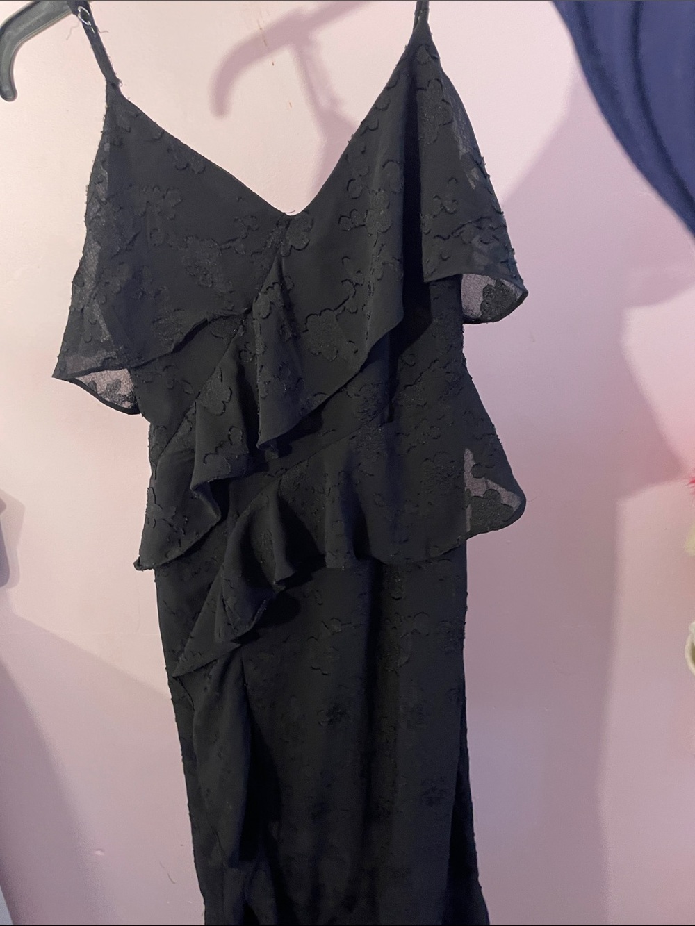 Black Ruffle Slip Dressing size small